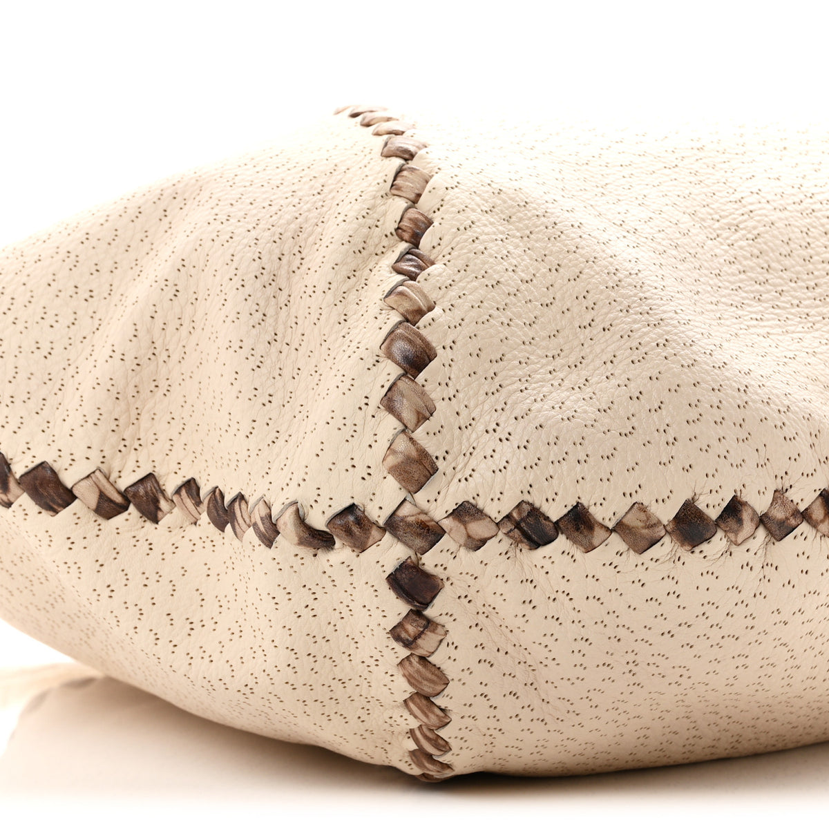 Bottega Veneta Cervo Deerskin Perforated Pekary Hobo Cream 9 of 10