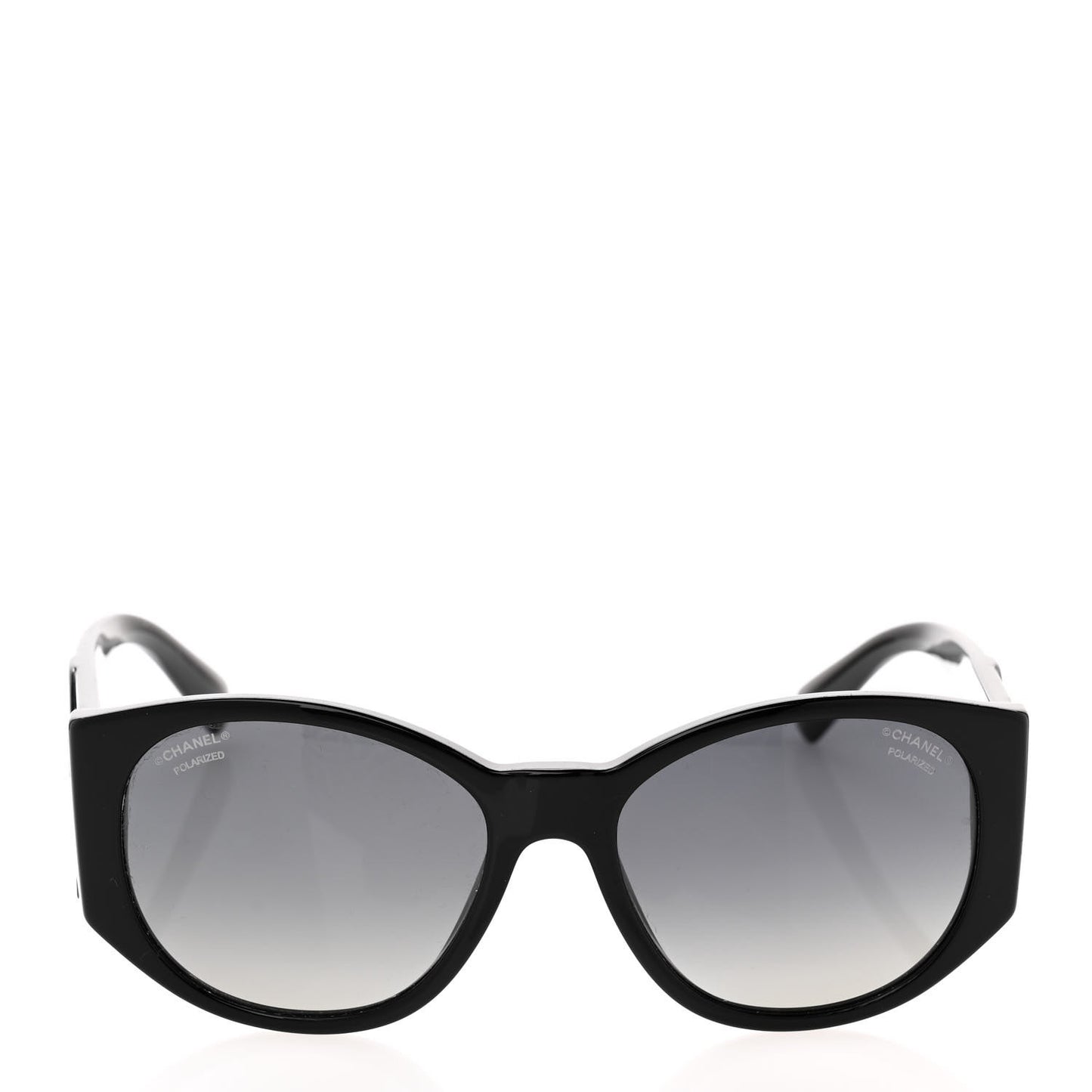 Acetate Polarized Oval Sunglasses 5411-A Black