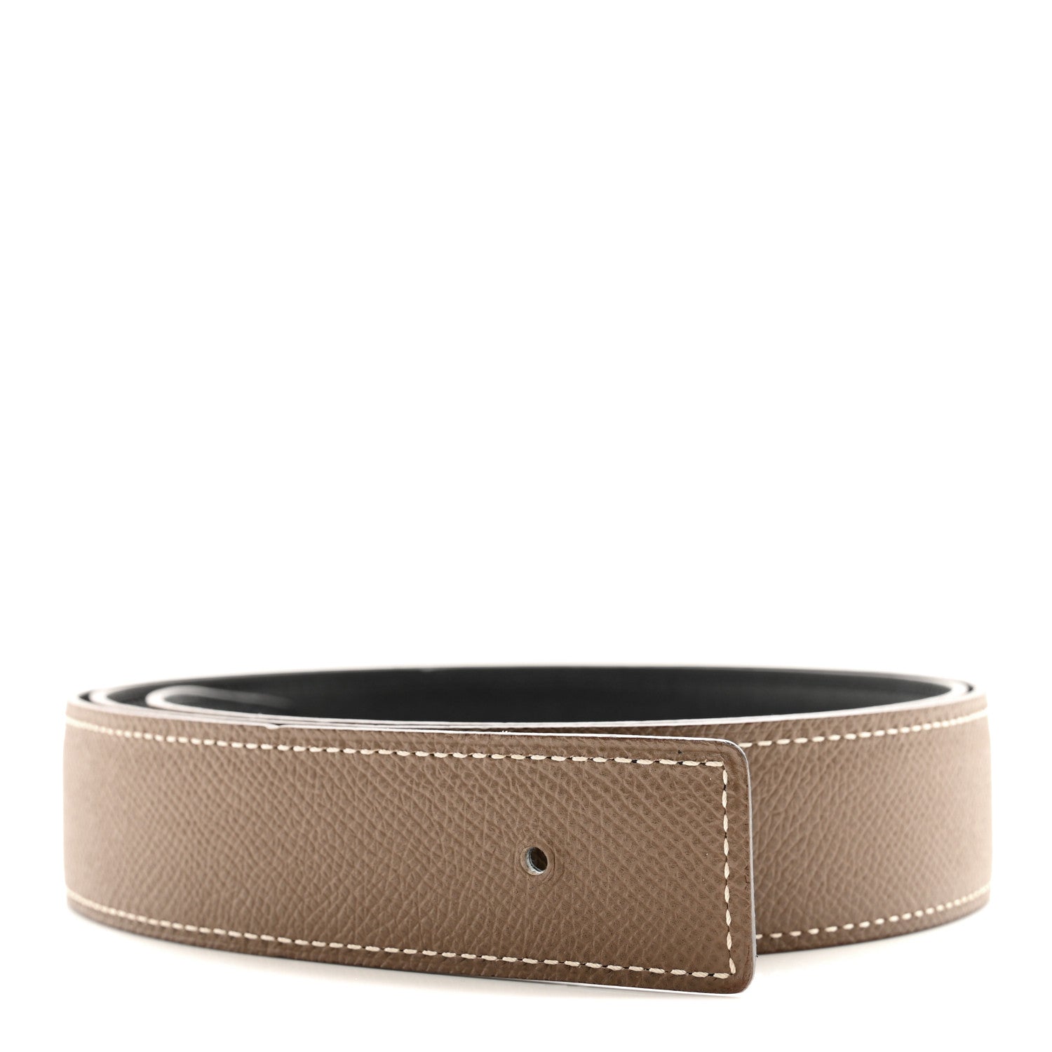 Hermes Swift Epsom 32mm Belt Strap 95 38 Black Etoupe 1 of 8