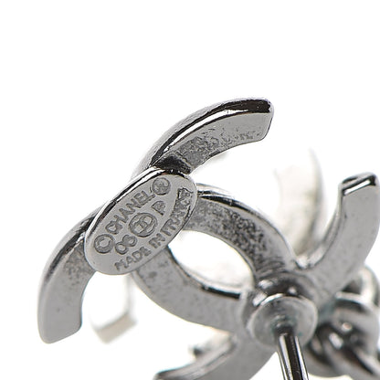 Chanel Ruthenium Crystal Double CC Earrings Silver 4 of 4