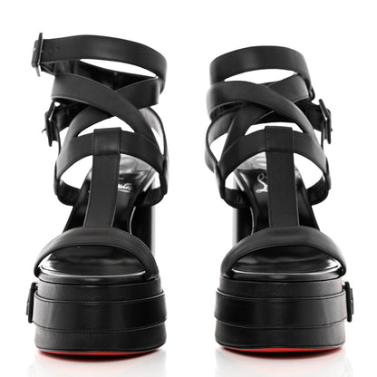 Christian Louboutin Calfskin Yazefatt Buckle Strap Platform Sandals 37 Black 2 of 8
