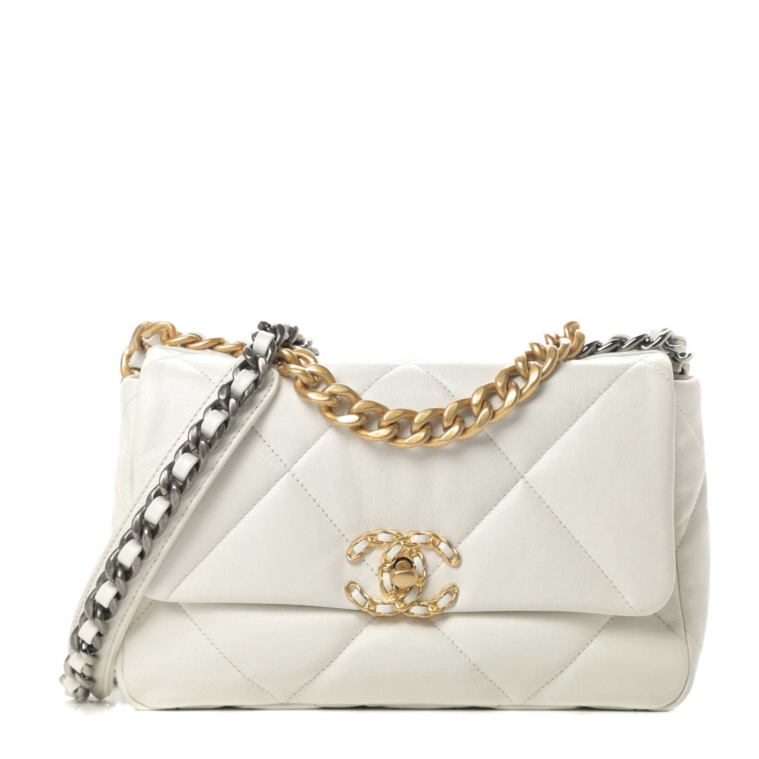 Chanel Lambskin Quilted Medium Chanel 19 Flap White 1 of 10