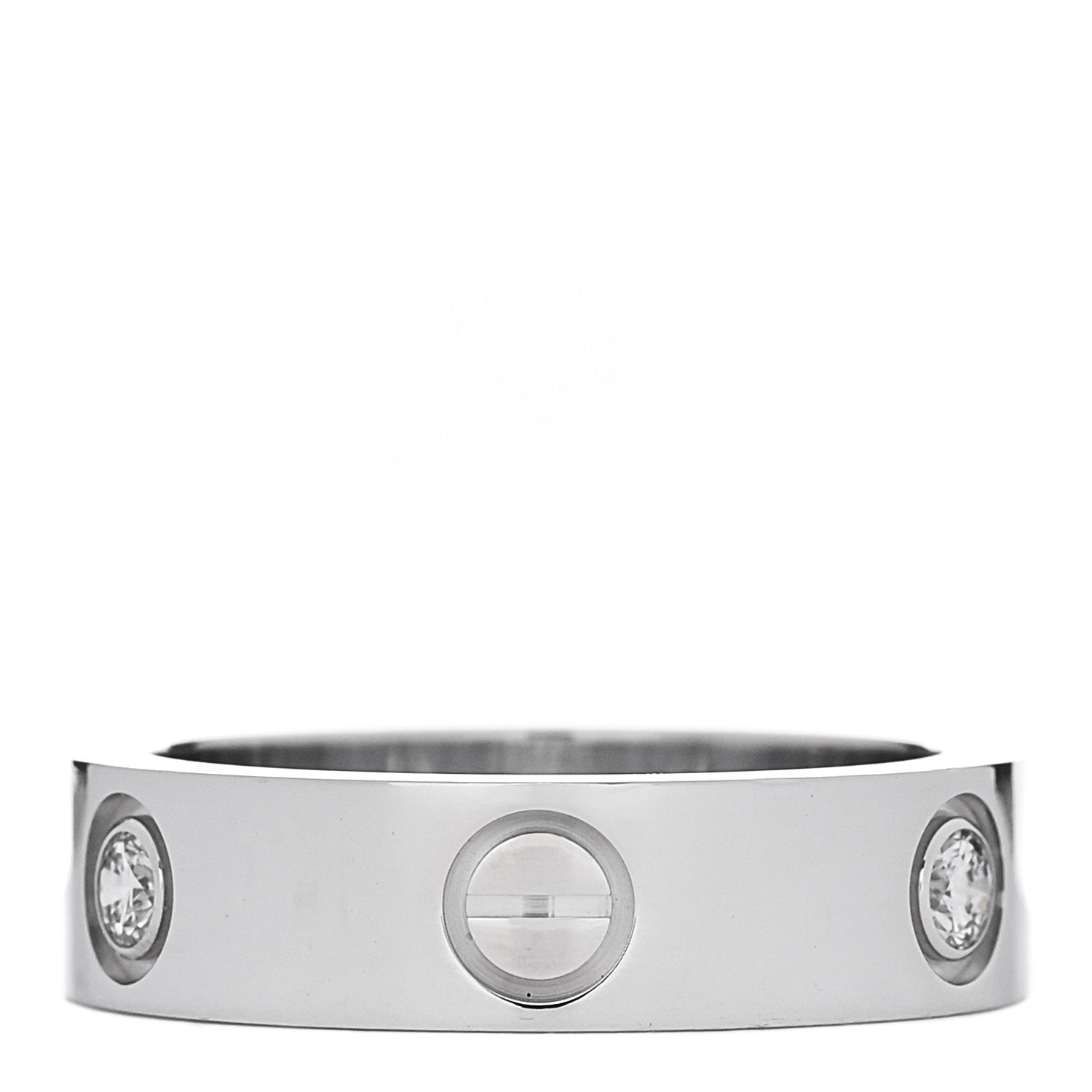 Cartier 18K White Gold 3 Diamond 5.5mm LOVE Ring 55 7.25 3 of 4