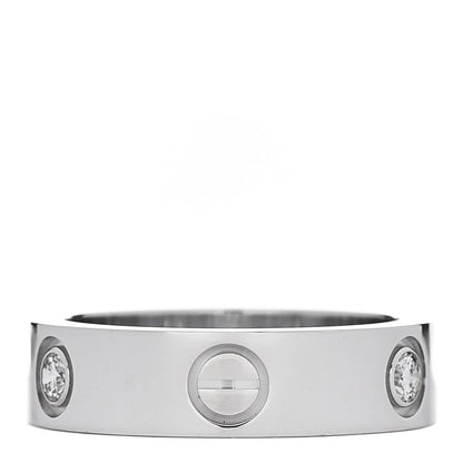 Cartier 18K White Gold 3 Diamond 5.5mm LOVE Ring 55 7.25 3 of 4