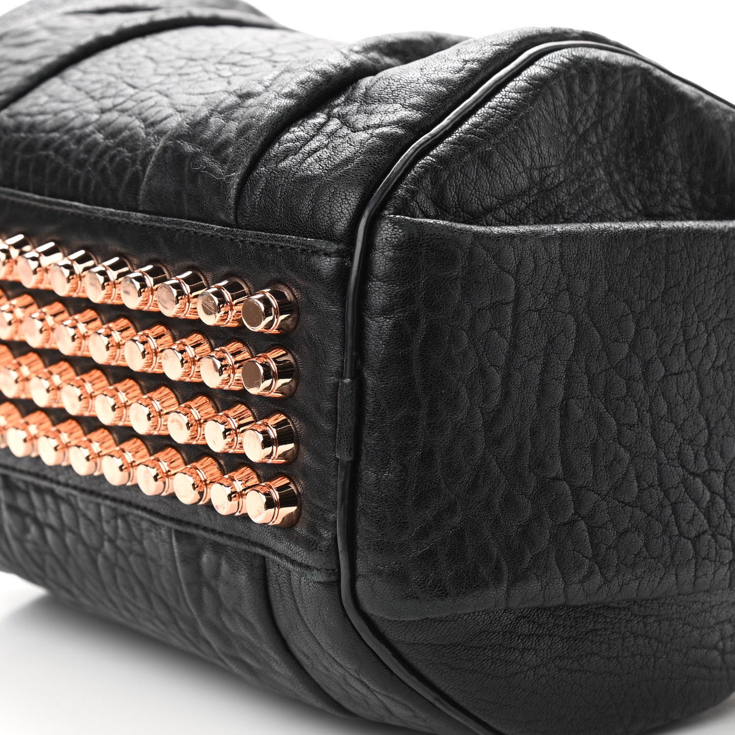 Pebbled Lambskin Mini Rockie Black Rose Gold Hardware