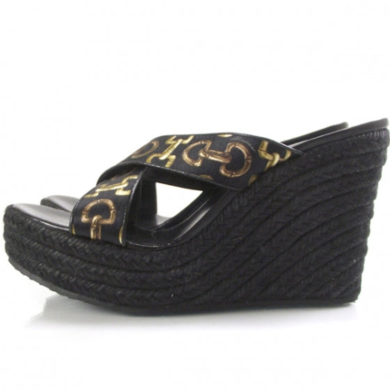 Gucci Espadrille Wedges Black 7 2 of 8