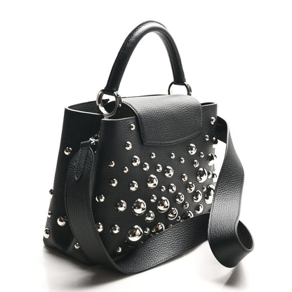 Louis Vuitton LV X YK Taurillon Brass Metal Dots Capucine MM Black 3 of 9