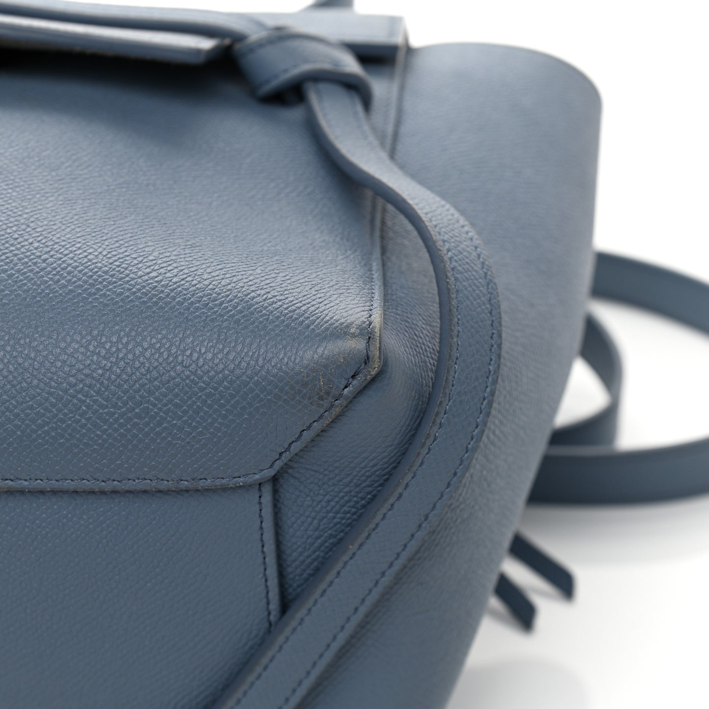 Grained Calfskin Micro Belt Bag Washed Blue