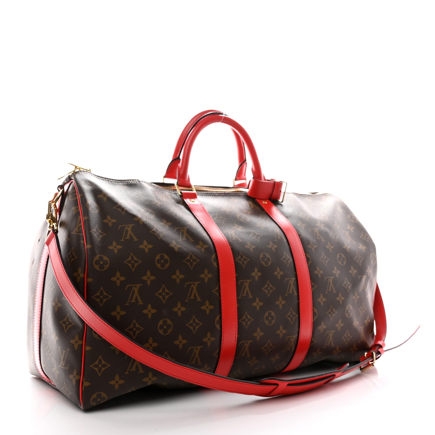 Louis Vuitton Calfskin Monogram Keepall Bandouliere 50 Coquelicot 2 of 17