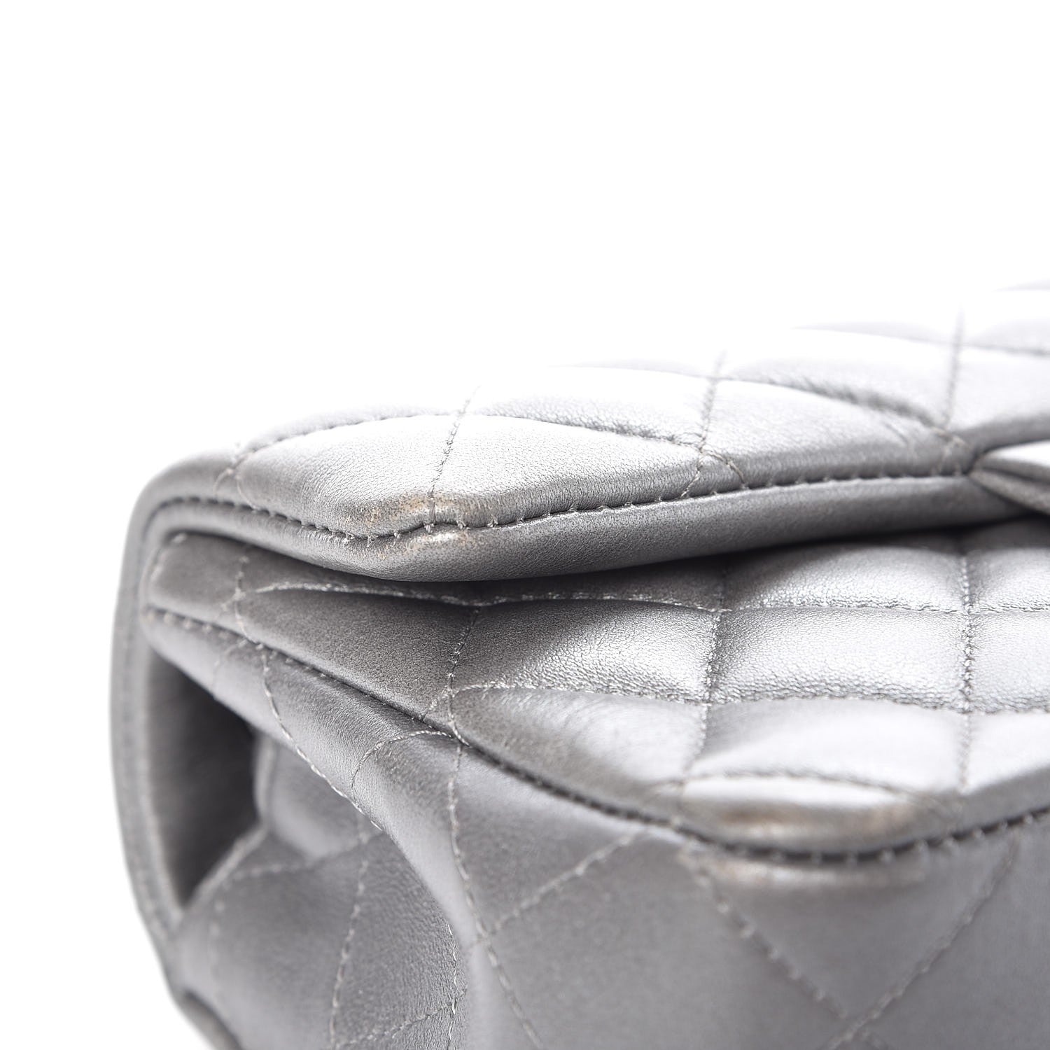 Chanel Metallic Lambskin Quilted Mini Rectangular Flap Silver 10 of 13