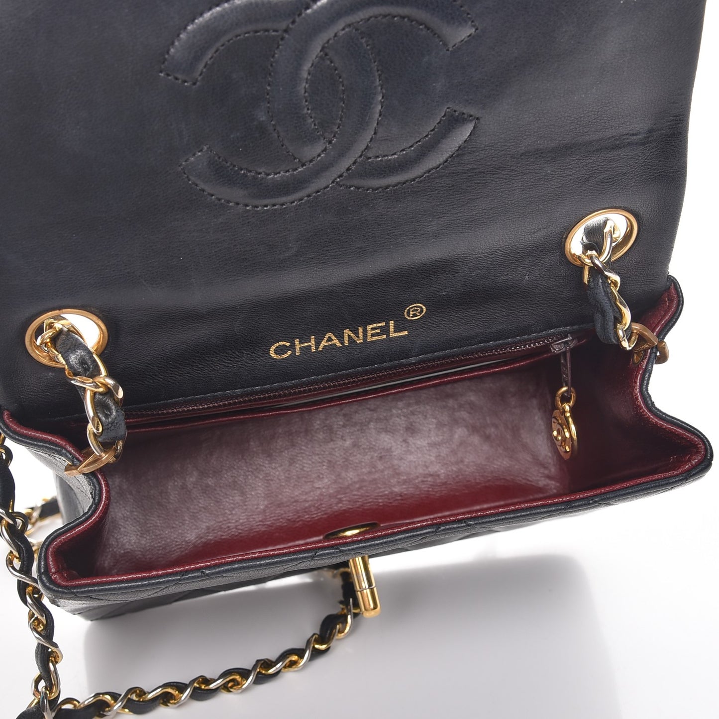 Lambskin Quilted Mini Square Flap Black