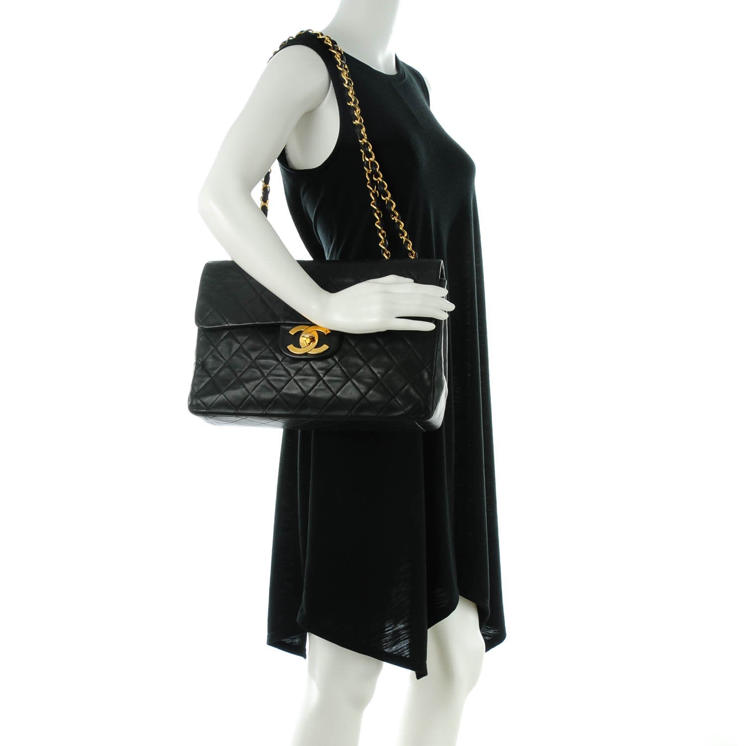 Chanel Lambskin Quilted XL Jumbo Single Flap Black 2 of 9