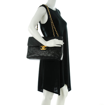 Chanel Lambskin Quilted XL Jumbo Single Flap Black 2 of 9