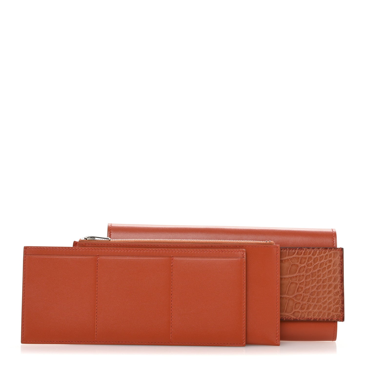 Hermes Matte Alligator Tadelakt Passant Long Wallet Terre Battue Cuivre 3 of 10