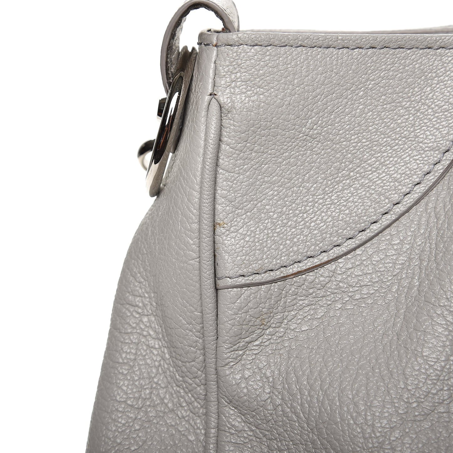 Chevre Silver Metallic Edge Hardware Velo Gris Perle