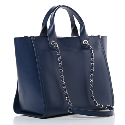 Chanel Caviar Small Studded Deauville Tote Navy 3 of 12