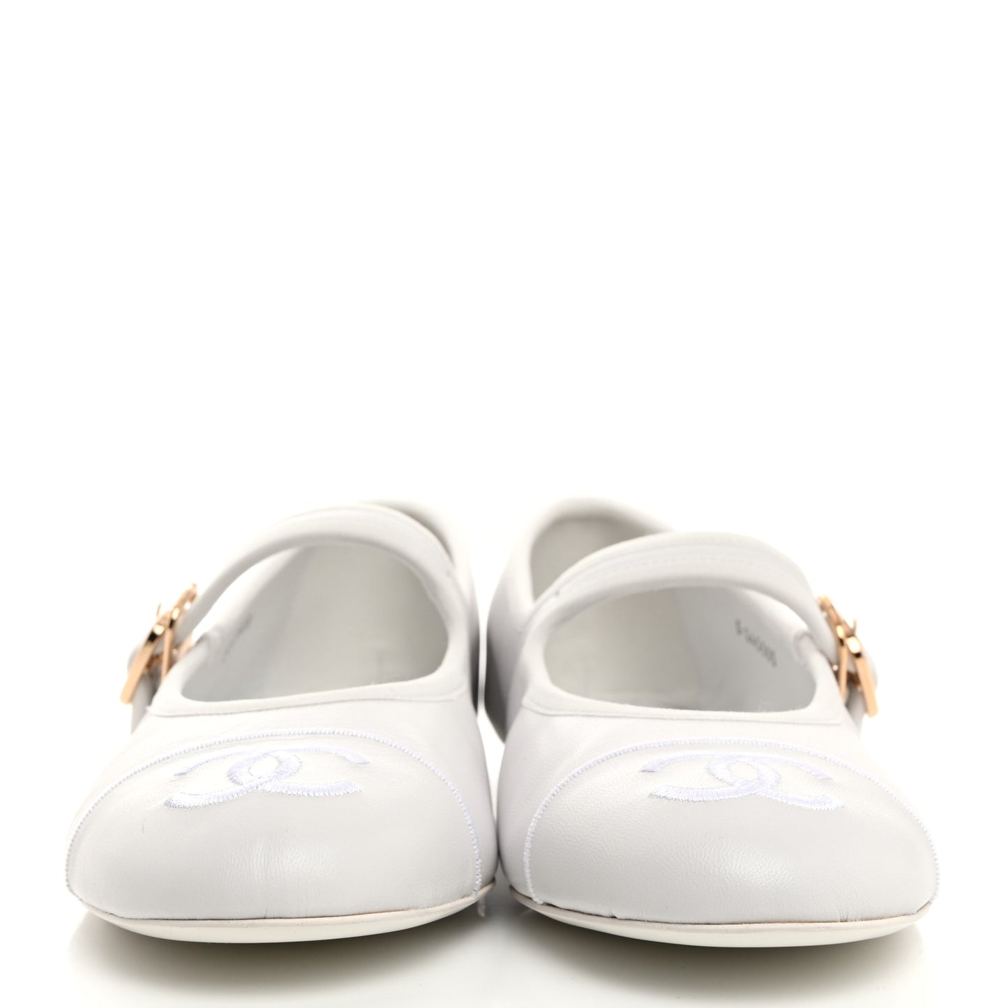 Lambskin Mary Jane Flats 38.5 White