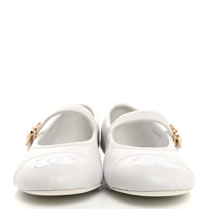 Chanel Lambskin Mary Jane Flats 38.5 White 2 of 9