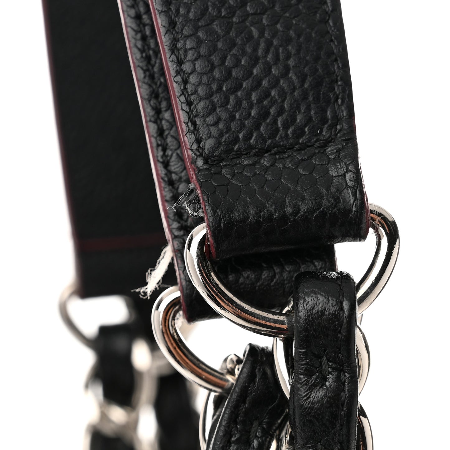 Perforated Grained Calfskin Large Shopping Tote Black