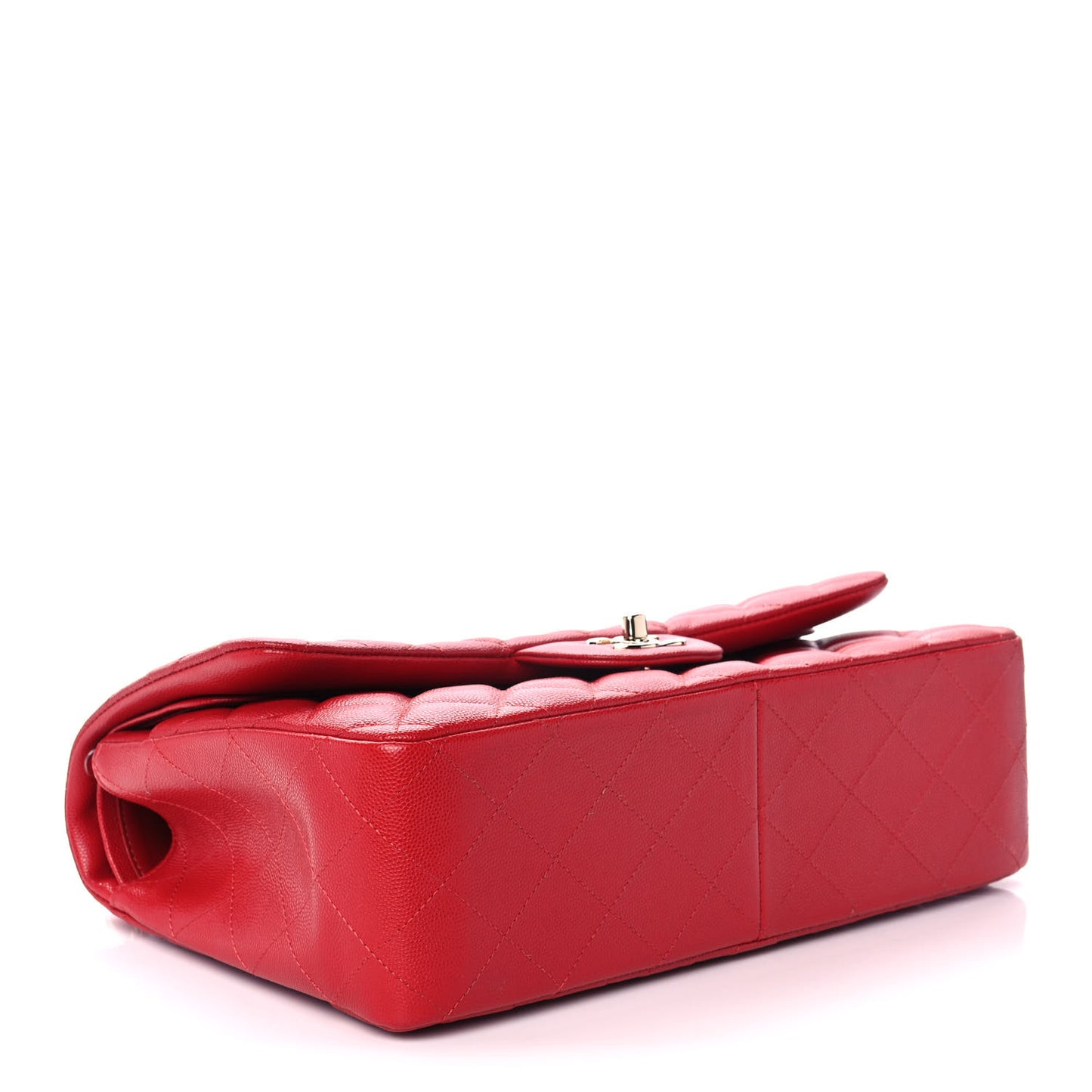 Caviar Quilted Jumbo Double Flap Red