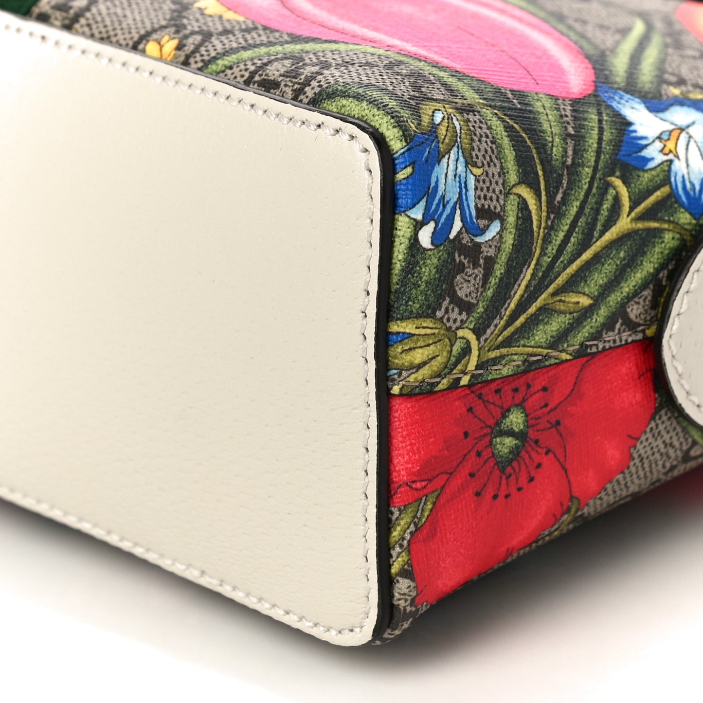 GG Supreme Monogram Flora Web GG Small Ophidia Dome Shoulder Bag White