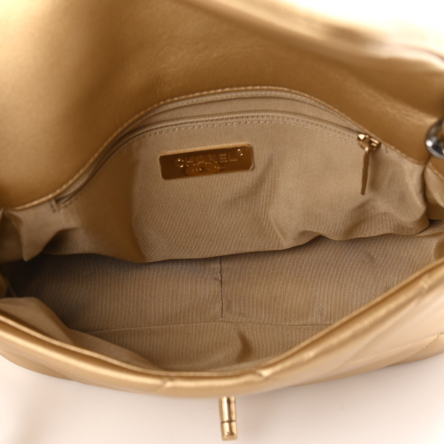 Chanel Metallic Goatskin Quilted Medium Chanel 19 Flap Gold 5 of 12