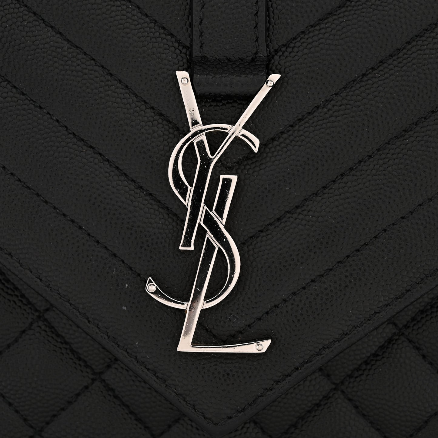 Grain De Poudre Textured Mixed Matelasse Triquilt Medium Monogram Satchel Black