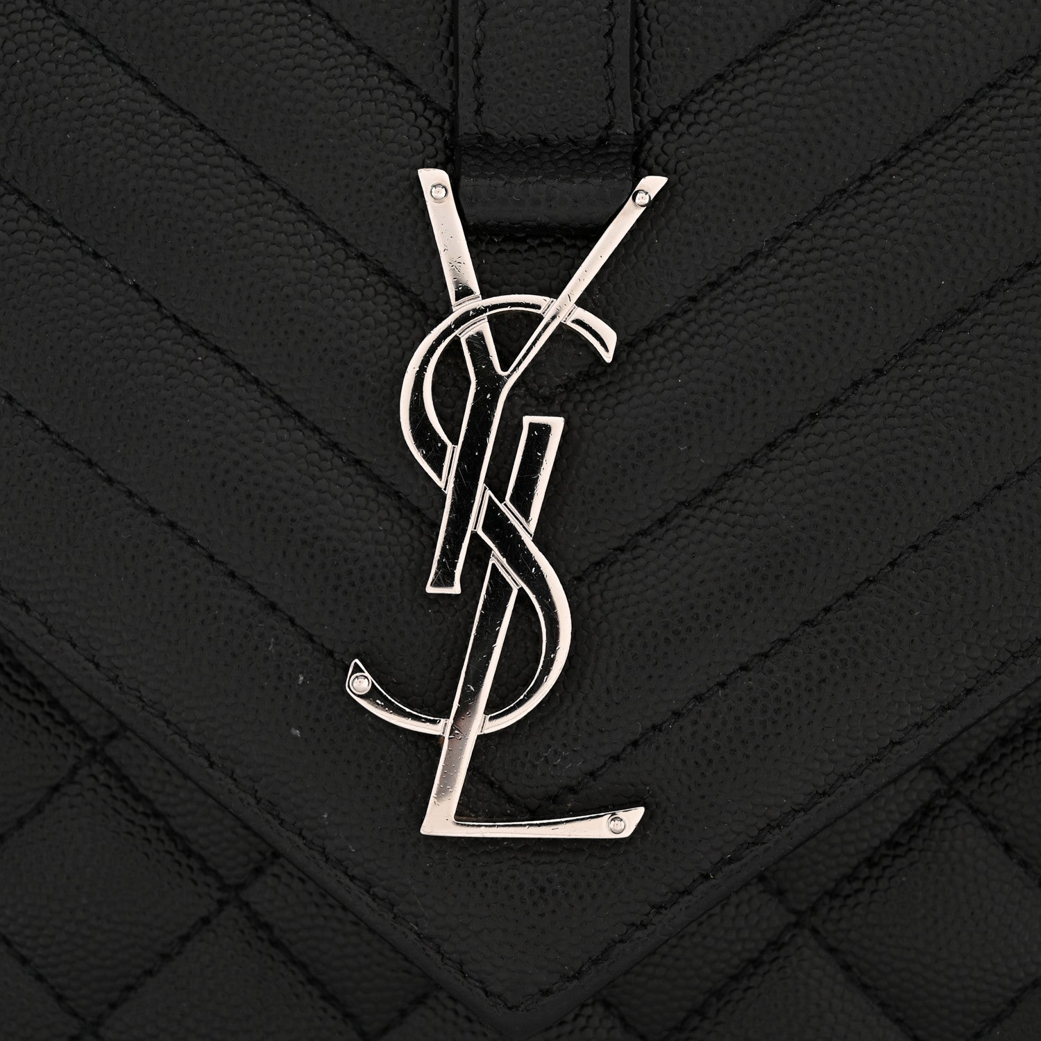 Saint Laurent Grain De Poudre Textured Mixed Matelasse Triquilt Medium Monogram Satchel Black 11 of 12