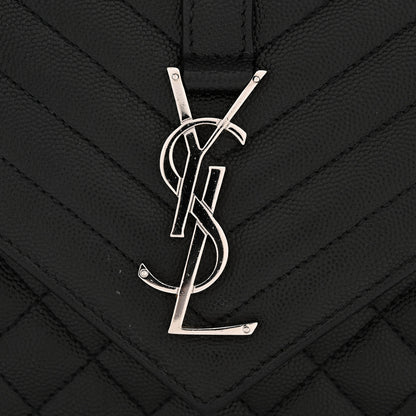 Saint Laurent Grain De Poudre Textured Mixed Matelasse Triquilt Medium Monogram Satchel Black 11 of 12