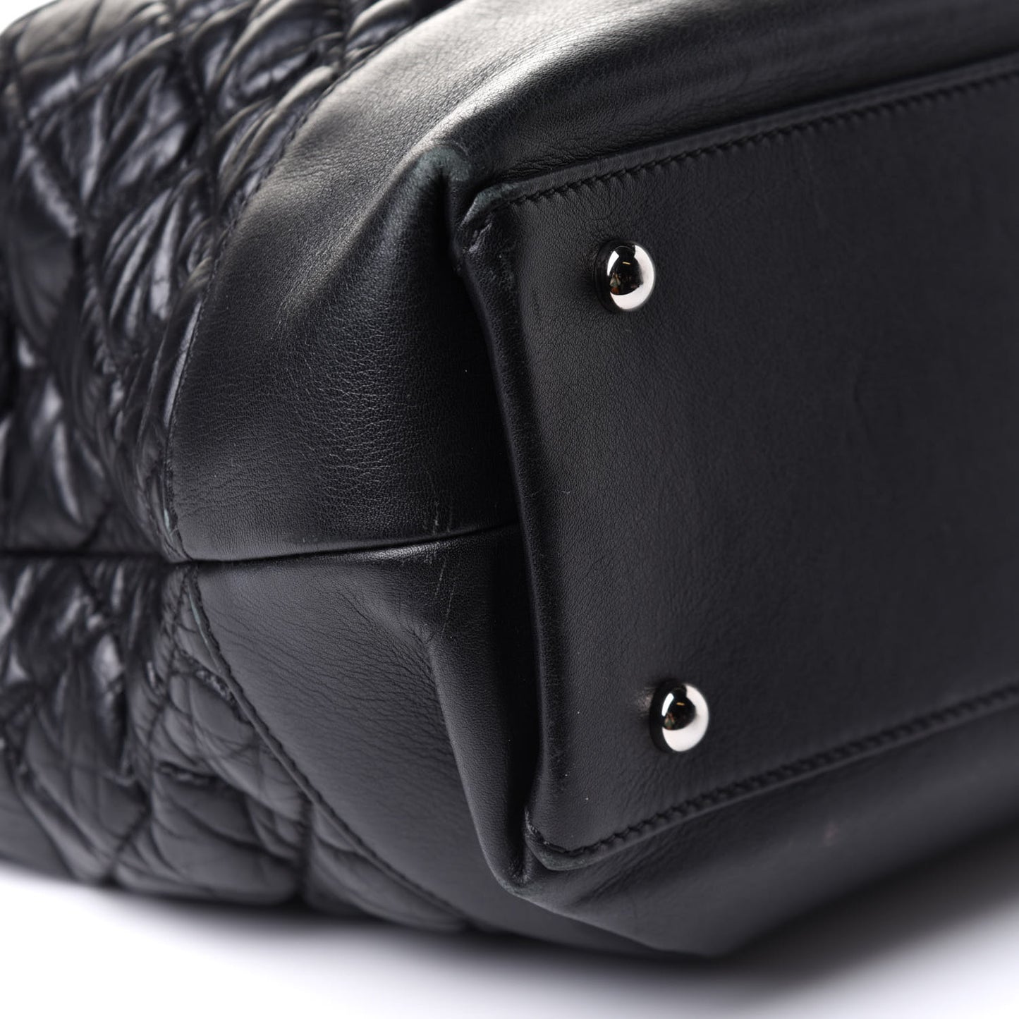 Aged Calfskin Quilted Be CC Tote Black