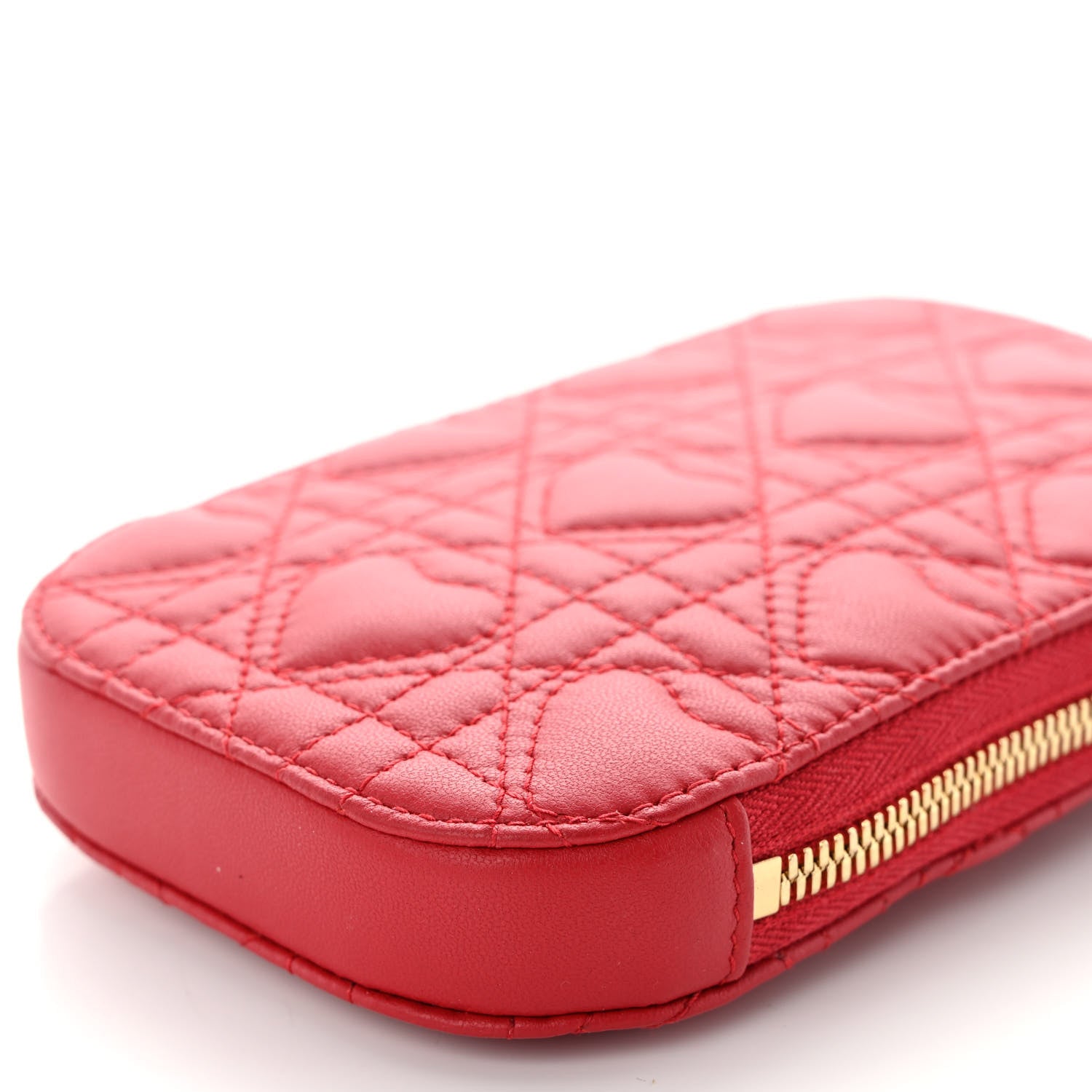 Christian Dior Lambskin Cannage Dioramour Lady Dior Phone Holder Bright Red 9 of 9