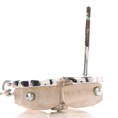 Christian Dior Pearl Crystal Clover Drop Earrings Silver 4 of 6