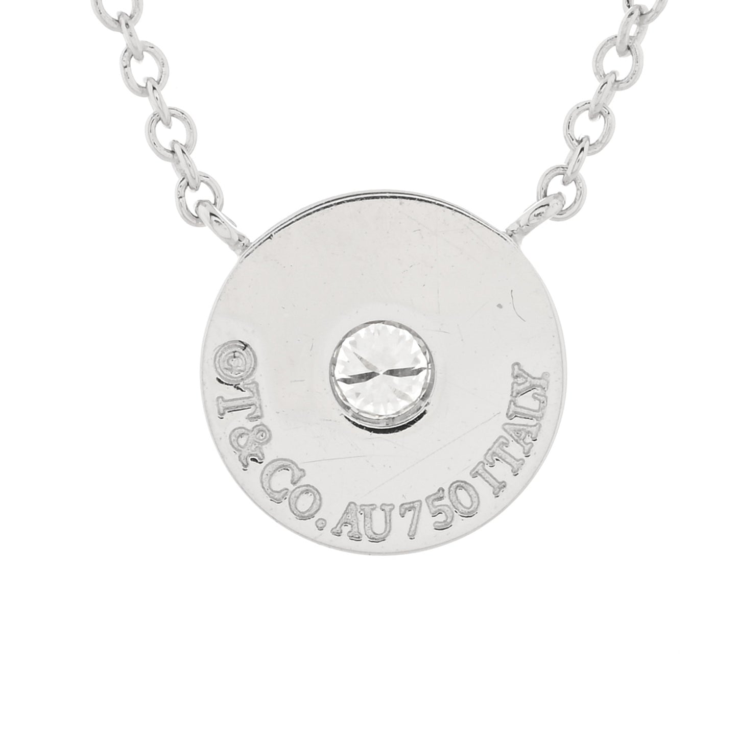 18K White Gold Diamond 1837 Circle Pendant Necklace