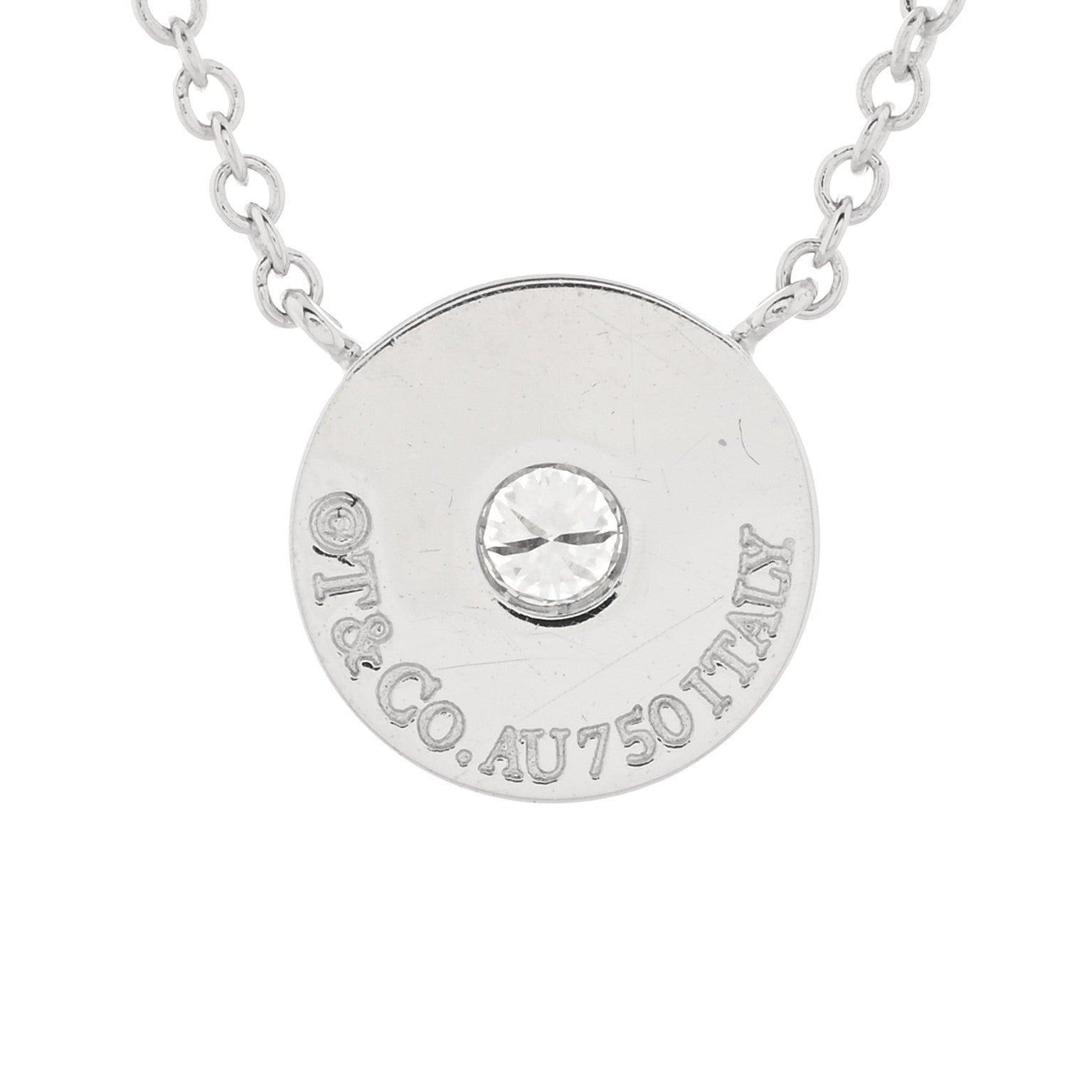 Tiffany 18K White Gold Diamond 1837 Circle Pendant Necklace 4 of 4
