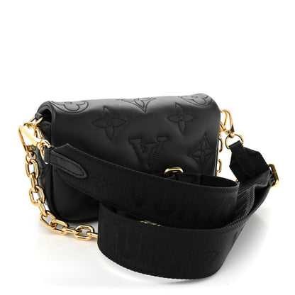 Louis Vuitton Calfskin Bubblegram Wallet On Strap Black 3 of 10
