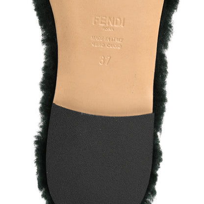 Fendi Shearling FF Baguette Slide Sandals  37 Salvia Green 8 of 8