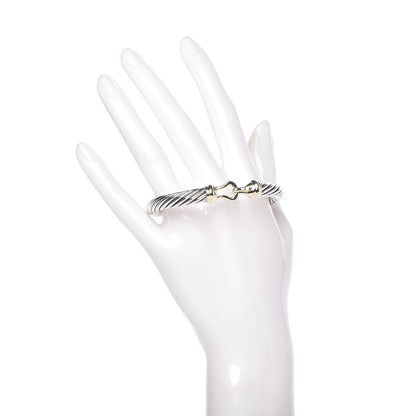 David Yurman Sterling Silver 14K Yellow Gold 7mm Cable Classic Buckle Bracelet 2 of 4