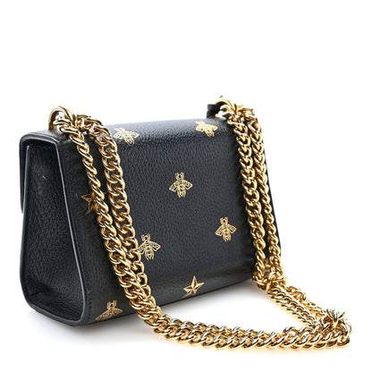 Gucci Grained Calfskin Bee Star Small Padlock Shoulder Bag Black 2 of 9