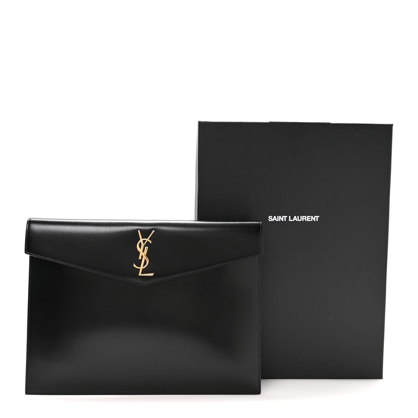 Smooth Shiny Calfskin Monogram Large Uptown Pouch Black