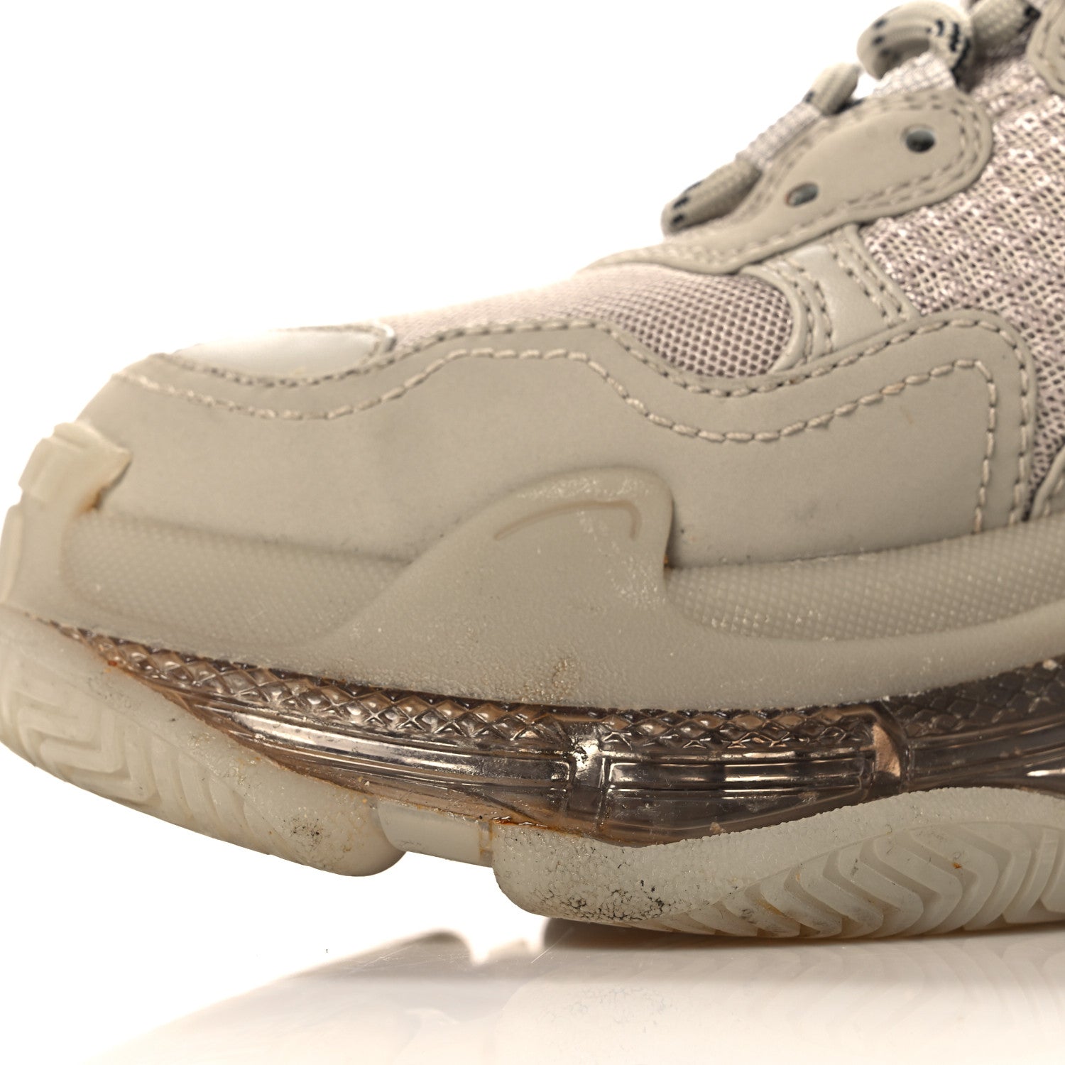 Balenciaga Fabric Mesh Clear Sole Womens Triple S Sneakers 38 Beige 9 of 11
