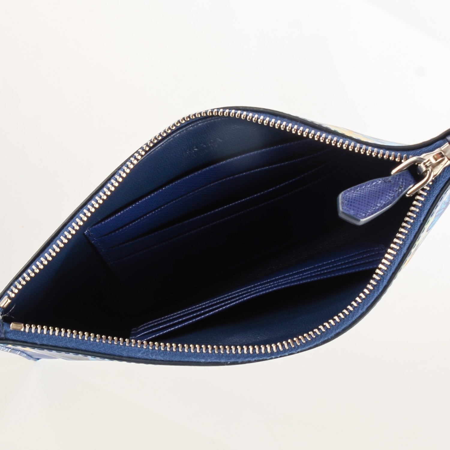 Prada Saffiano Floral Print Wristlet Bluette Dis Primule 8 of 8
