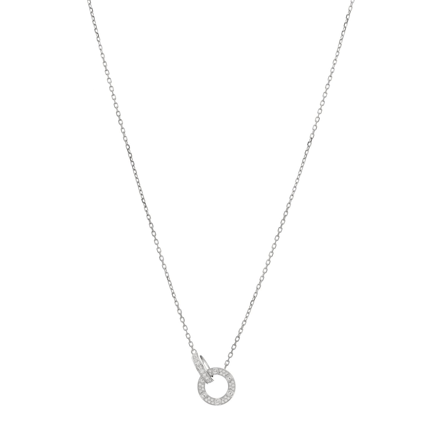 18K White Gold Diamond Interlocking LOVE Paved Necklace