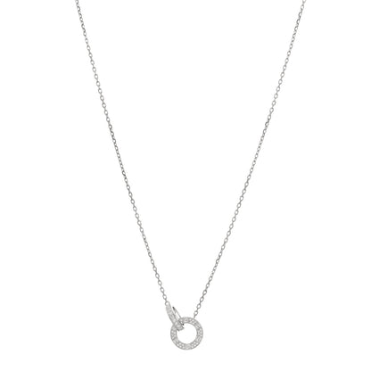 Cartier 18K White Gold Diamond Interlocking LOVE Paved Necklace 1 of 3