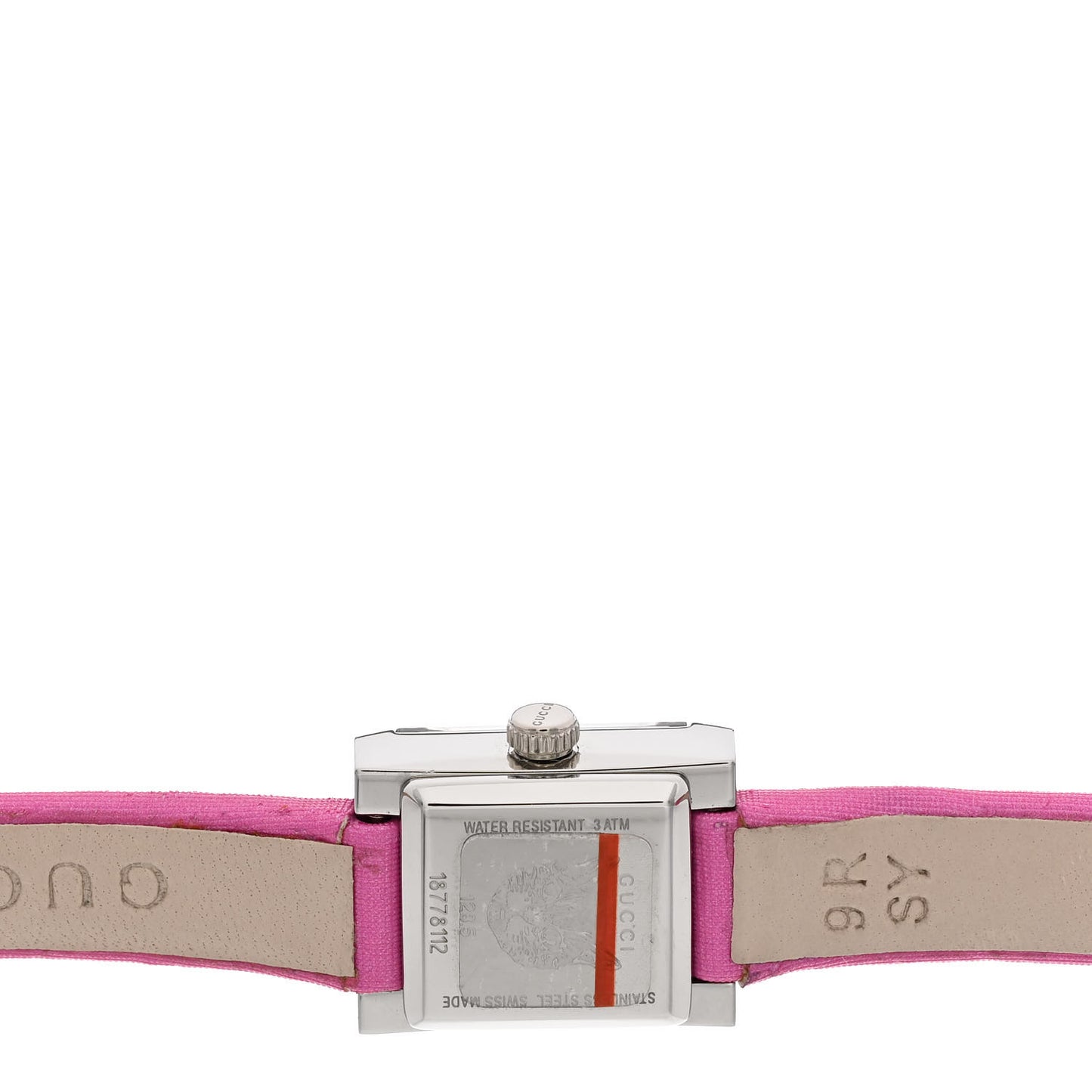 Stainless Steel Satin Pink Mother of Pearl 14mm G-Frame Square Quartz Watch Fuchsia