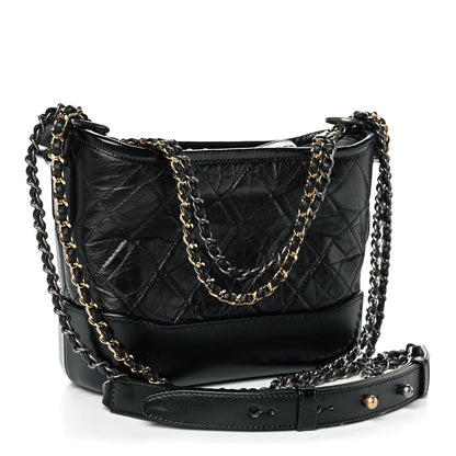 Chanel Aged Calfskin Quilted Small Gabrielle Hobo Black 3 of 12