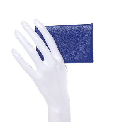 Hermes Chevre Mysore Calvi Card Case Bleu Electrique 2 of 7