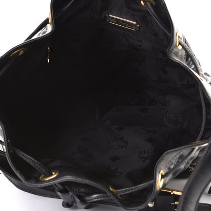 MCM Calfskin Quilted Studded Bucket Bag Black 4 of 5