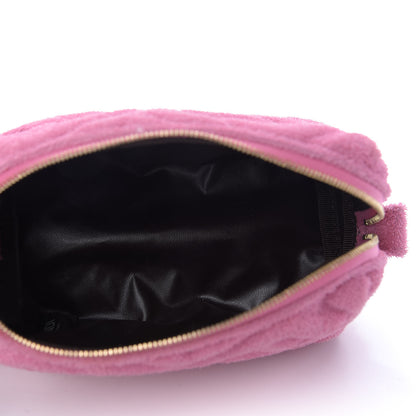 Fendi Terry Cloth Vitello Century Matte FF 1974 Embossed Small Trapezoid Beauty Pouch Lollypop 5 of 10