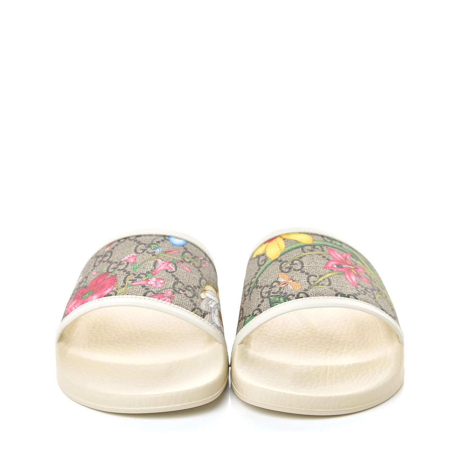 Gucci GG Supreme Monogram Flora Pursuit Slide Sandals 39 White 2 of 9