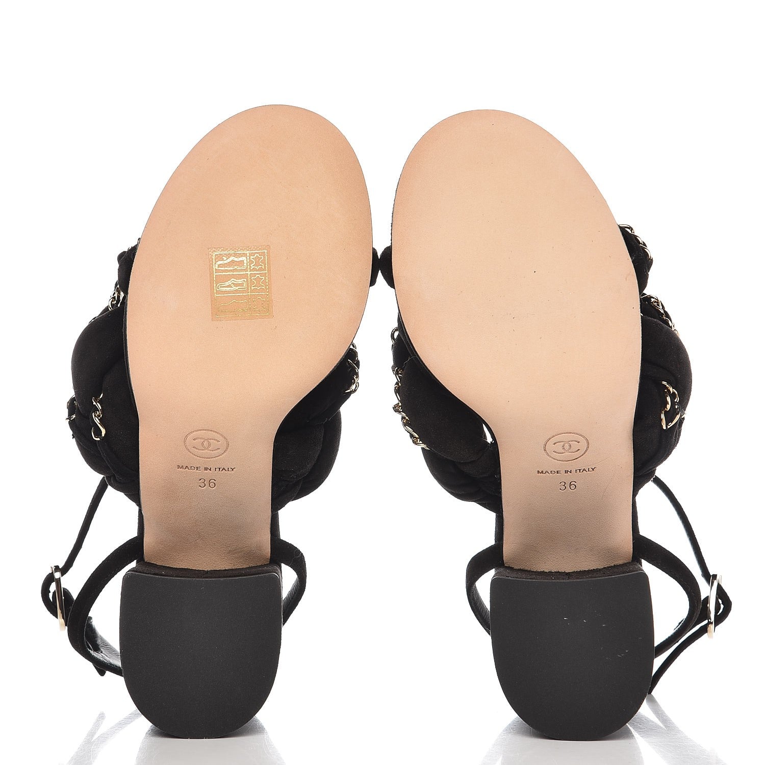 Chanel Kid Suede Chain Braided Sandals 36 Black 5 of 9